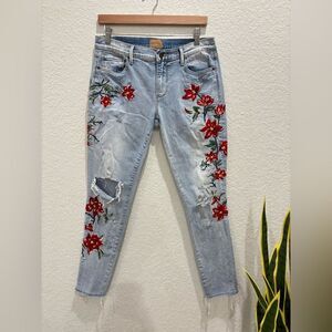 Driftwood Beau Floral Embroidered Jeans Size 27